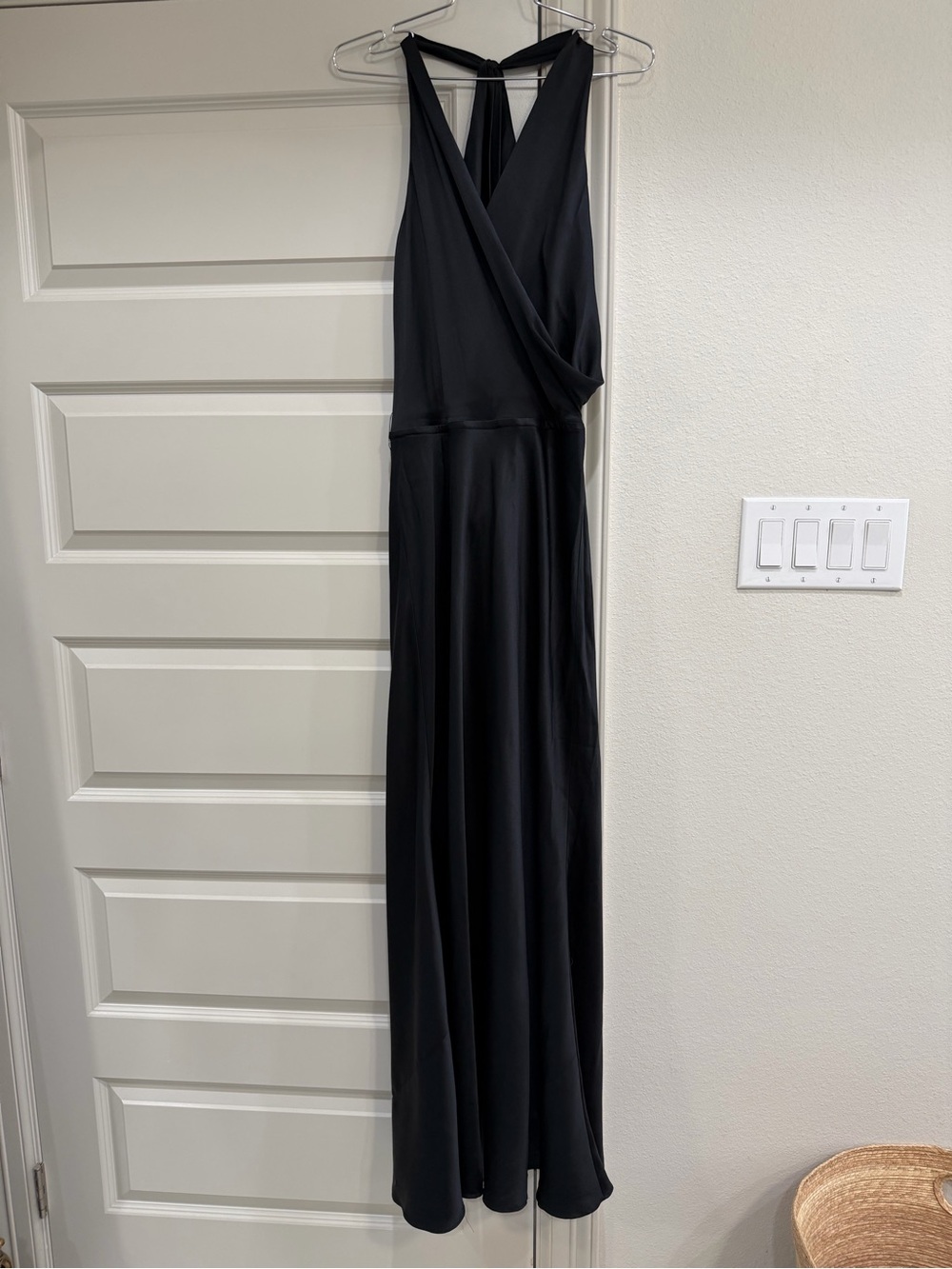 Nicole Miller Collection Black Silk Dress with Cross-Back Cowl Detail Size 6